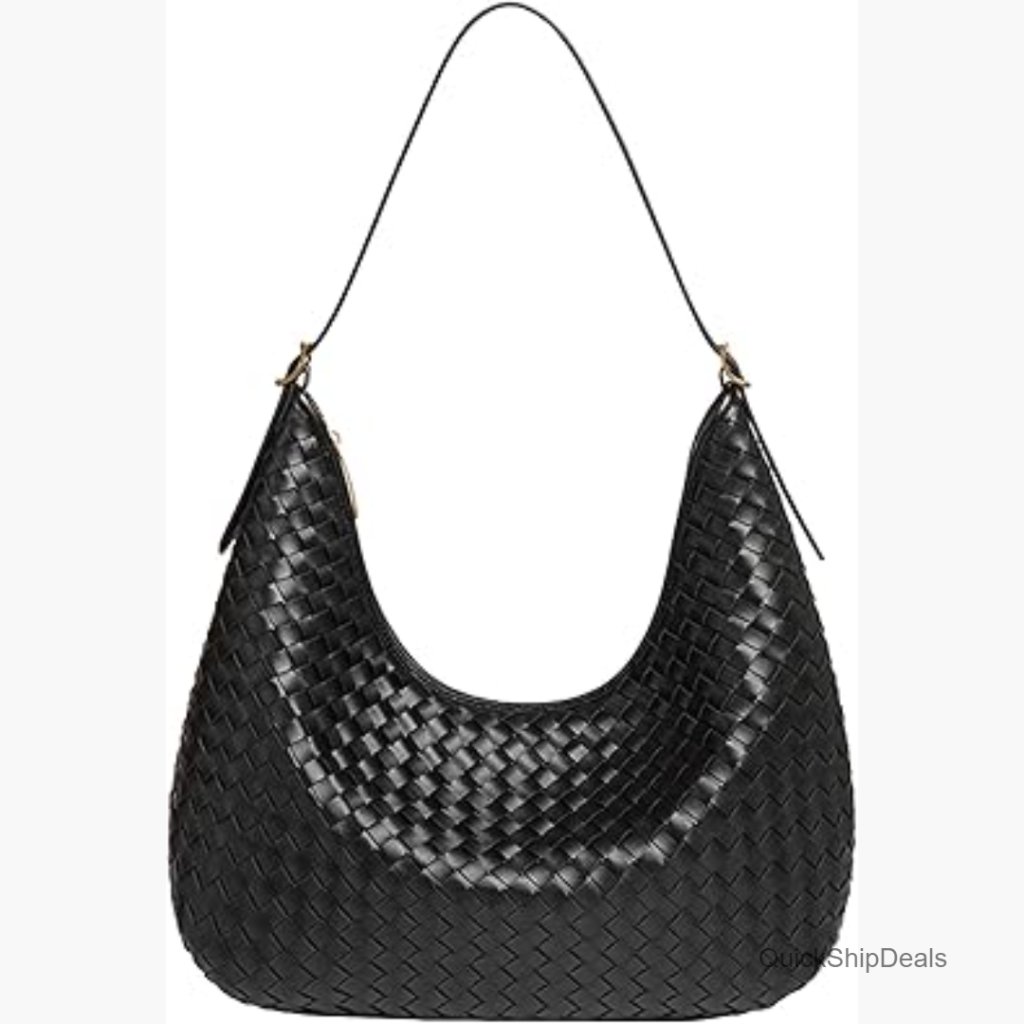 Faux Leather Hobo Shoulder Bag With Adjustable Strap And Zipper Closure